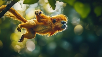 金丝猴在树间跳跃