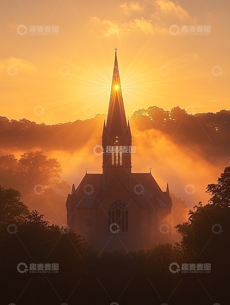 高清大图下载【趣麦麦图】金色光芒中的破晓之塔