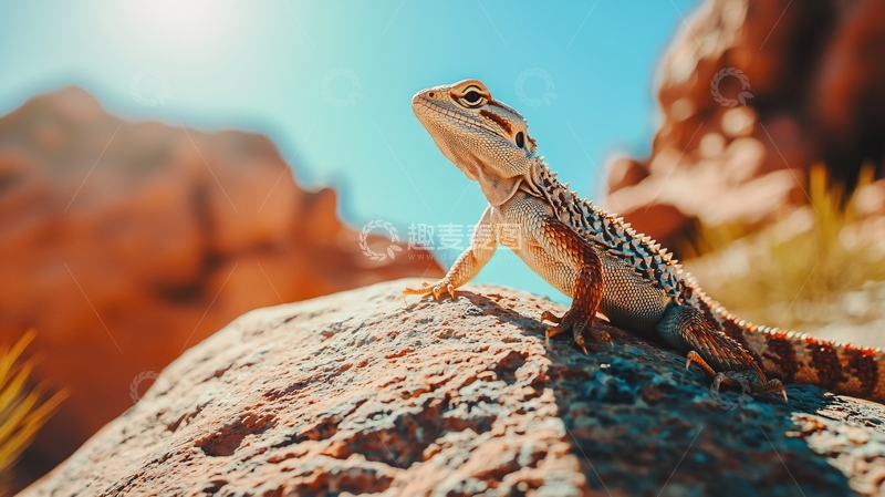 高清大图下载【趣麦麦图】沙漠蜥蜴岩石背景自然风光