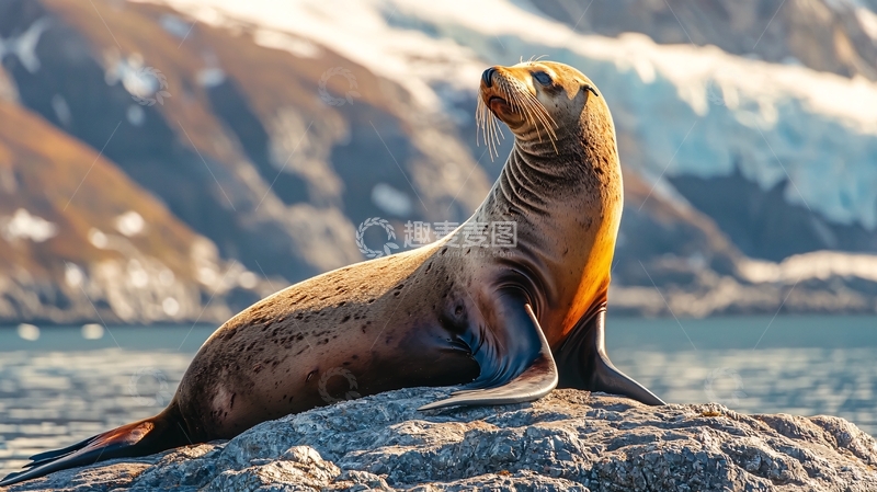 高清大图下载【趣麦麦图】海豹在岩石上晒太阳