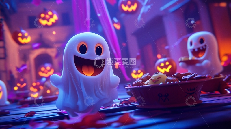 高清大图下载【趣麦麦图】万圣节鬼魂主题装饰场景