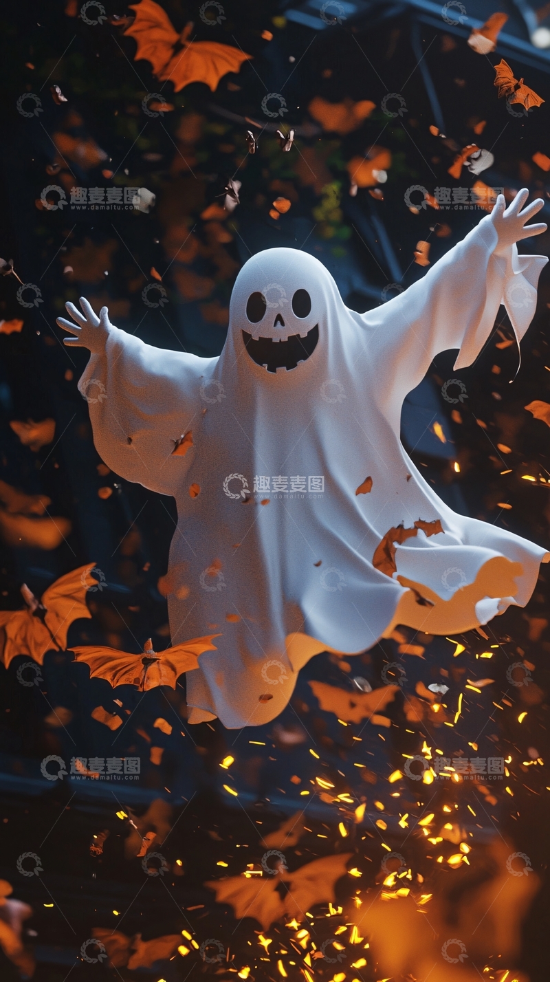高清大图下载【趣麦麦图】万圣节鬼魂飘舞场景