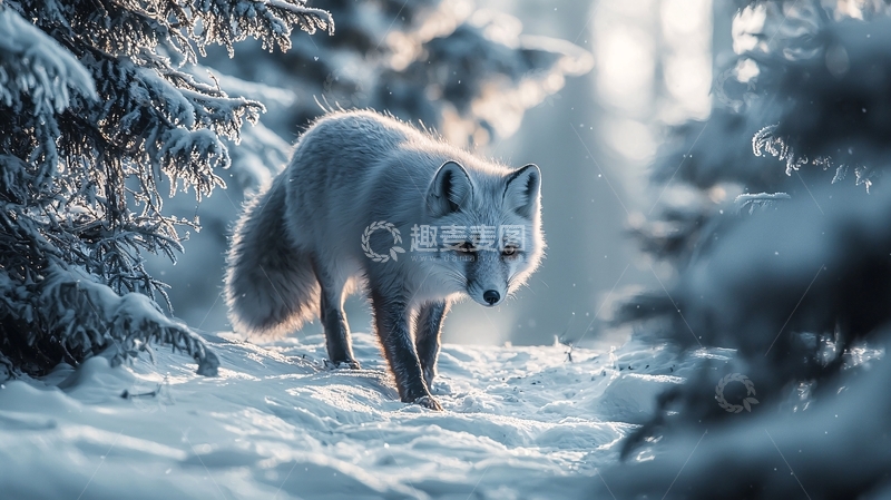 高清大图下载【趣麦麦图】雪地里的狐狸