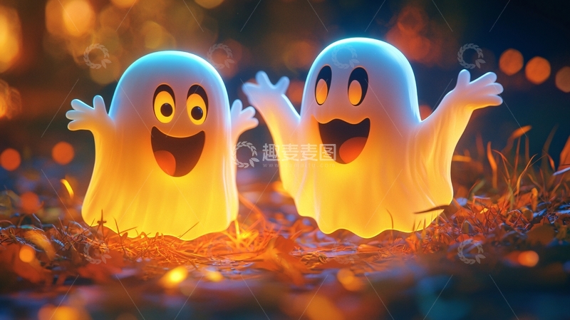 高清大图下载【趣麦麦图】发光的卡通幽灵灯饰
