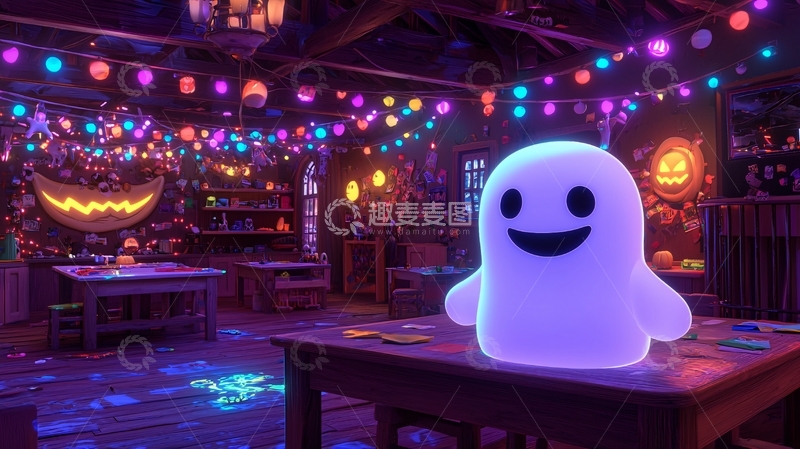 高清大图下载【趣麦麦图】万圣节主题的幽灵灯饰