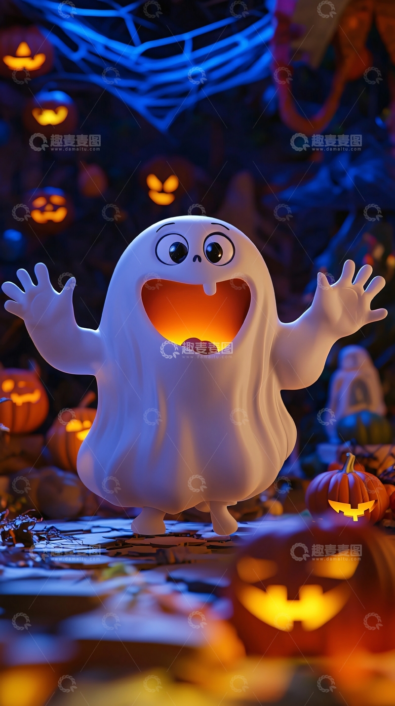 高清大图下载【趣麦麦图】万圣节鬼魂与南瓜灯