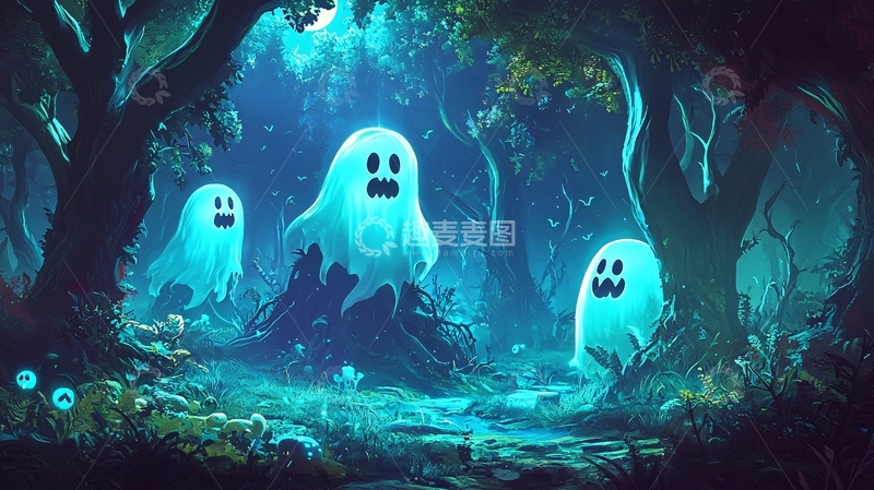 高清大图下载【趣麦麦图】幽灵森林夜景