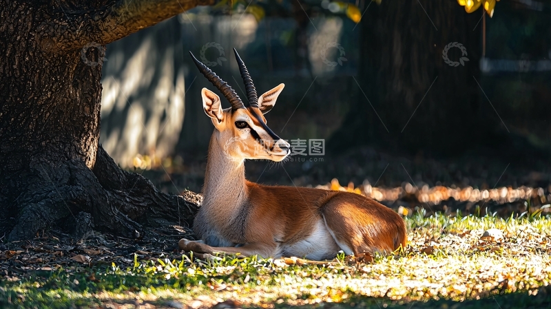 高清大图下载【趣麦麦图】树荫下的羚羊