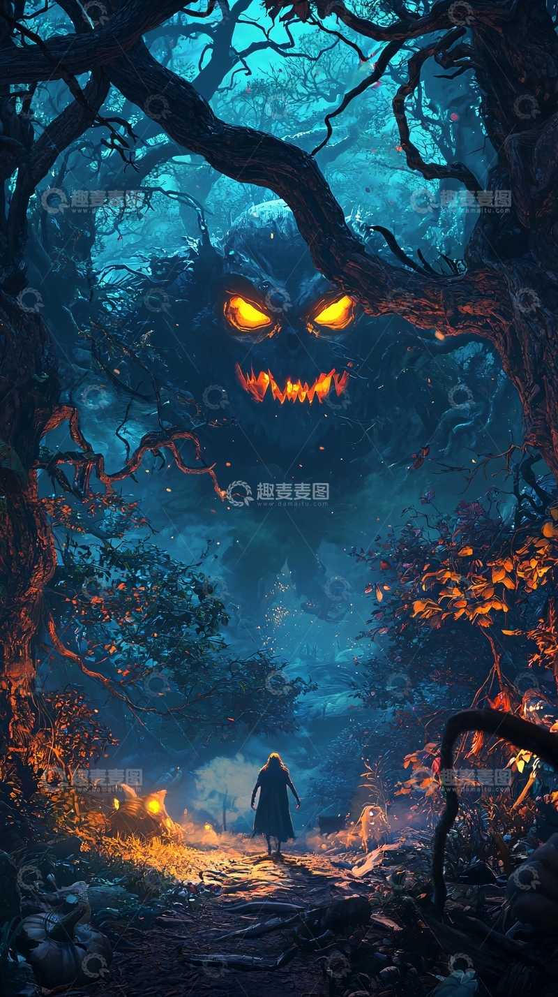 高清大图下载【趣麦麦图】幽灵森林中的神秘人物