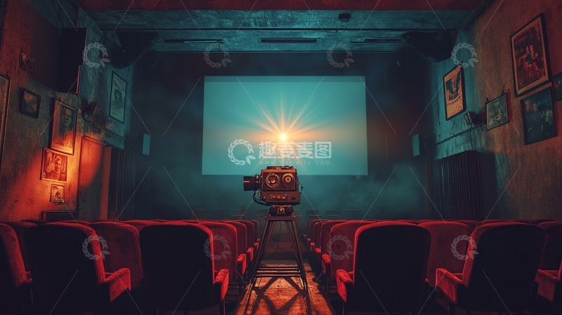 高清大图下载【趣麦麦图】复古电影院场景