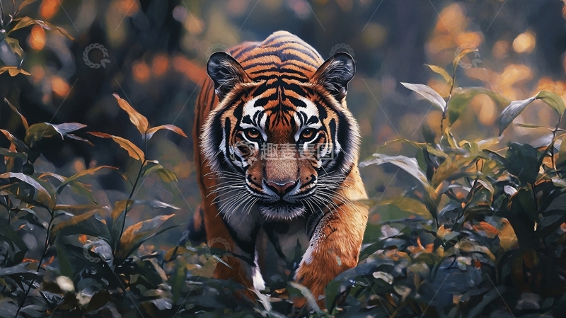 高清大图下载【趣麦麦图】丛林中的老虎