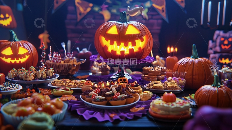 高清大图下载【趣麦麦图】-万圣节主题派对甜点摆盘