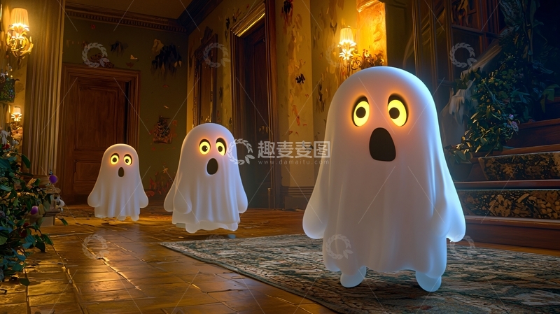 高清大图下载【趣麦麦图】温馨家居中的卡通幽灵灯饰