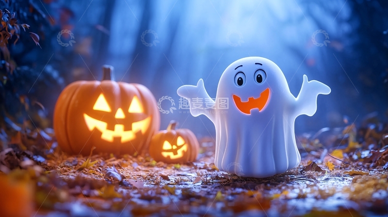 高清大图下载【趣麦麦图】万圣节南瓜与幽灵灯饰