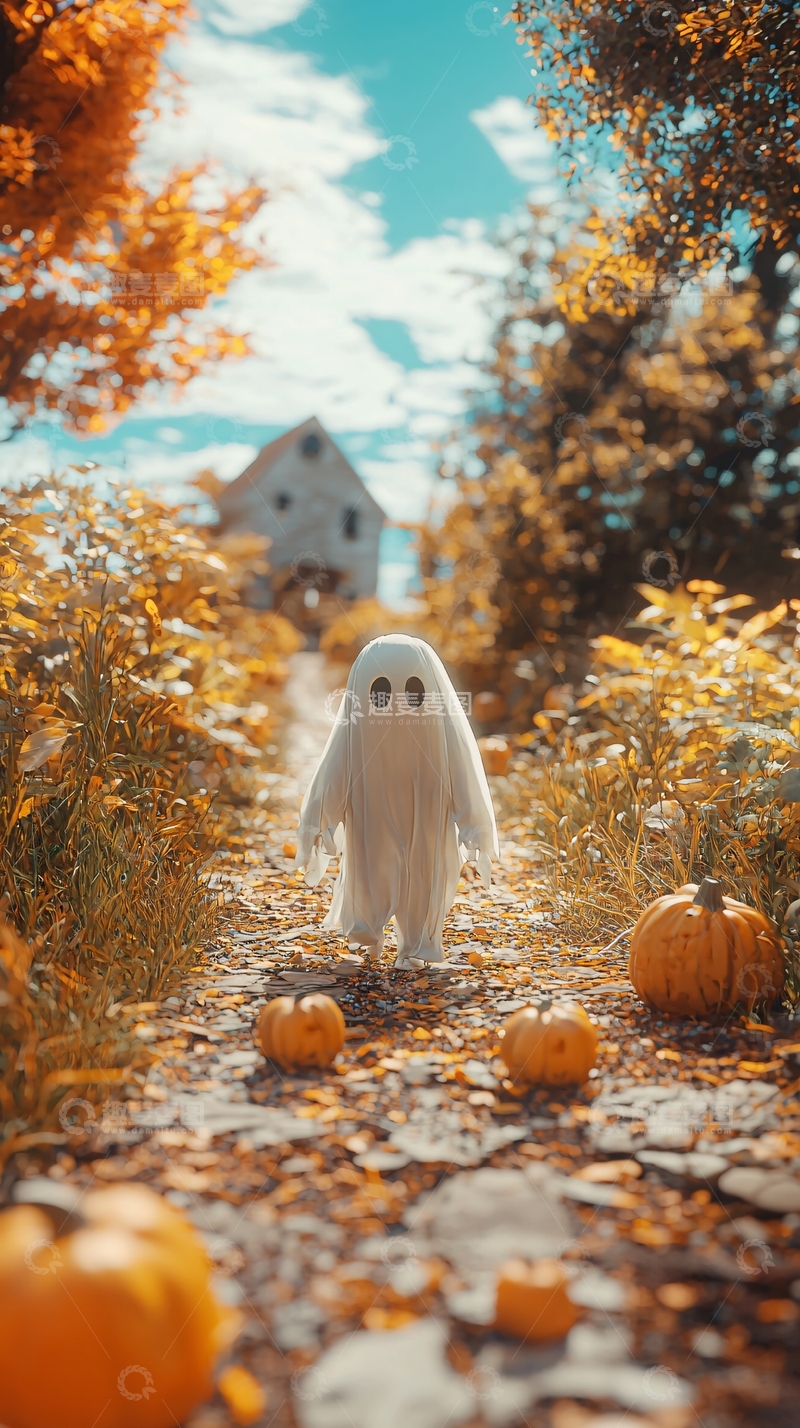 高清大图下载【趣麦麦图】秋天鬼魂南瓜小径