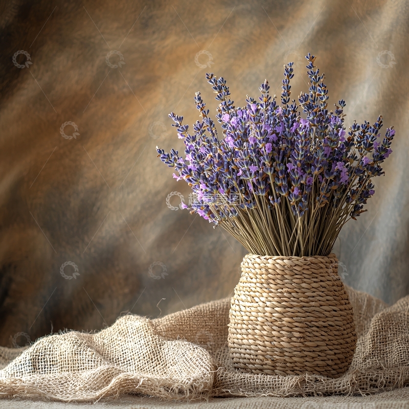 草编篮子与干花束