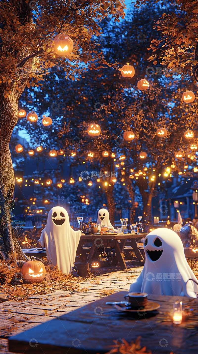 高清大图下载【趣麦麦图】万圣节户外聚会场景