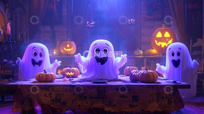 高清大图下载【趣麦麦图】万圣节鬼魂聚会场景