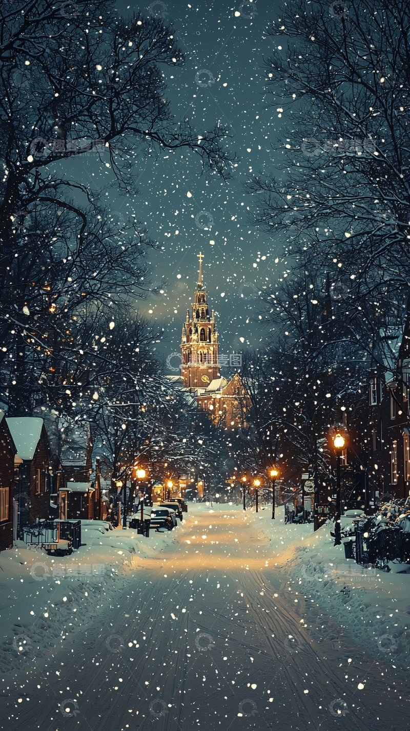 高清大图下载【趣麦麦图】冰雪覆盖的发光大教堂