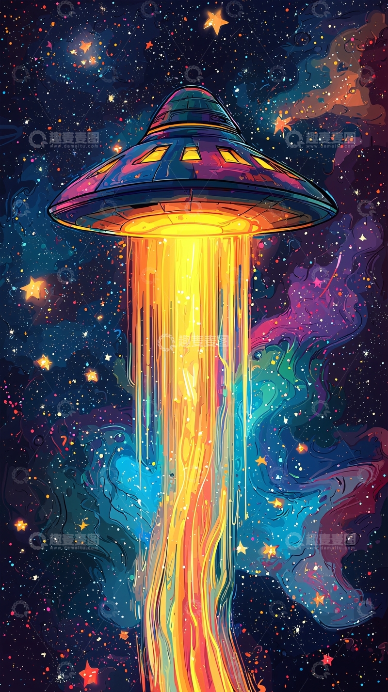 高清大图下载【趣麦麦图】宇宙飞船在星际气流中穿梭