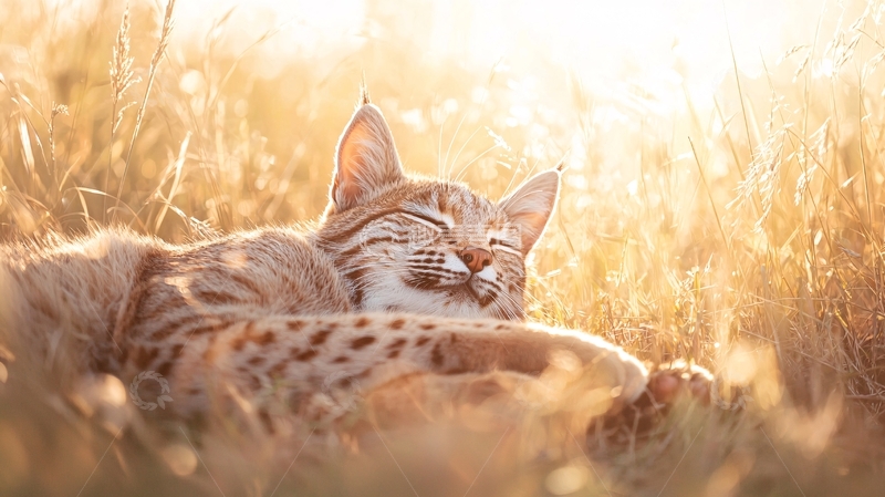 高清大图下载【趣麦麦图】夕阳下的猫高清图片