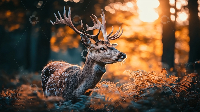 高清大图下载【趣麦麦图】晨光中的鹿高清图片