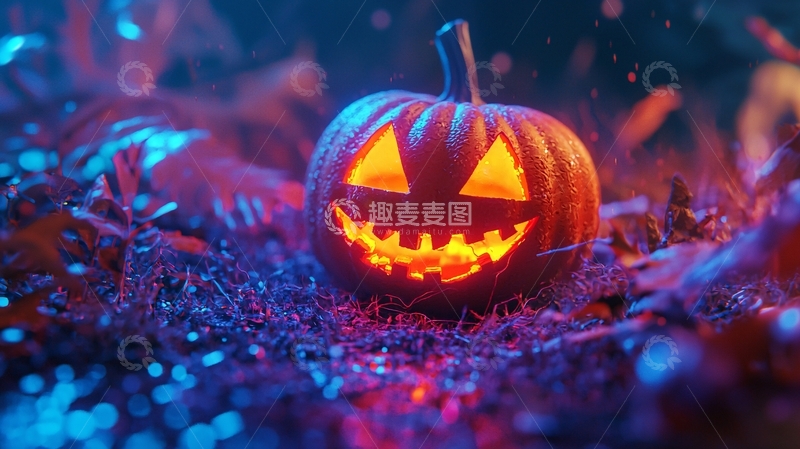 高清大图下载【趣麦麦图】万圣节南瓜灯夜景