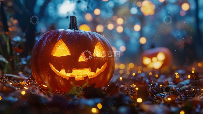 高清大图下载【趣麦麦图】万圣节南瓜灯夜景