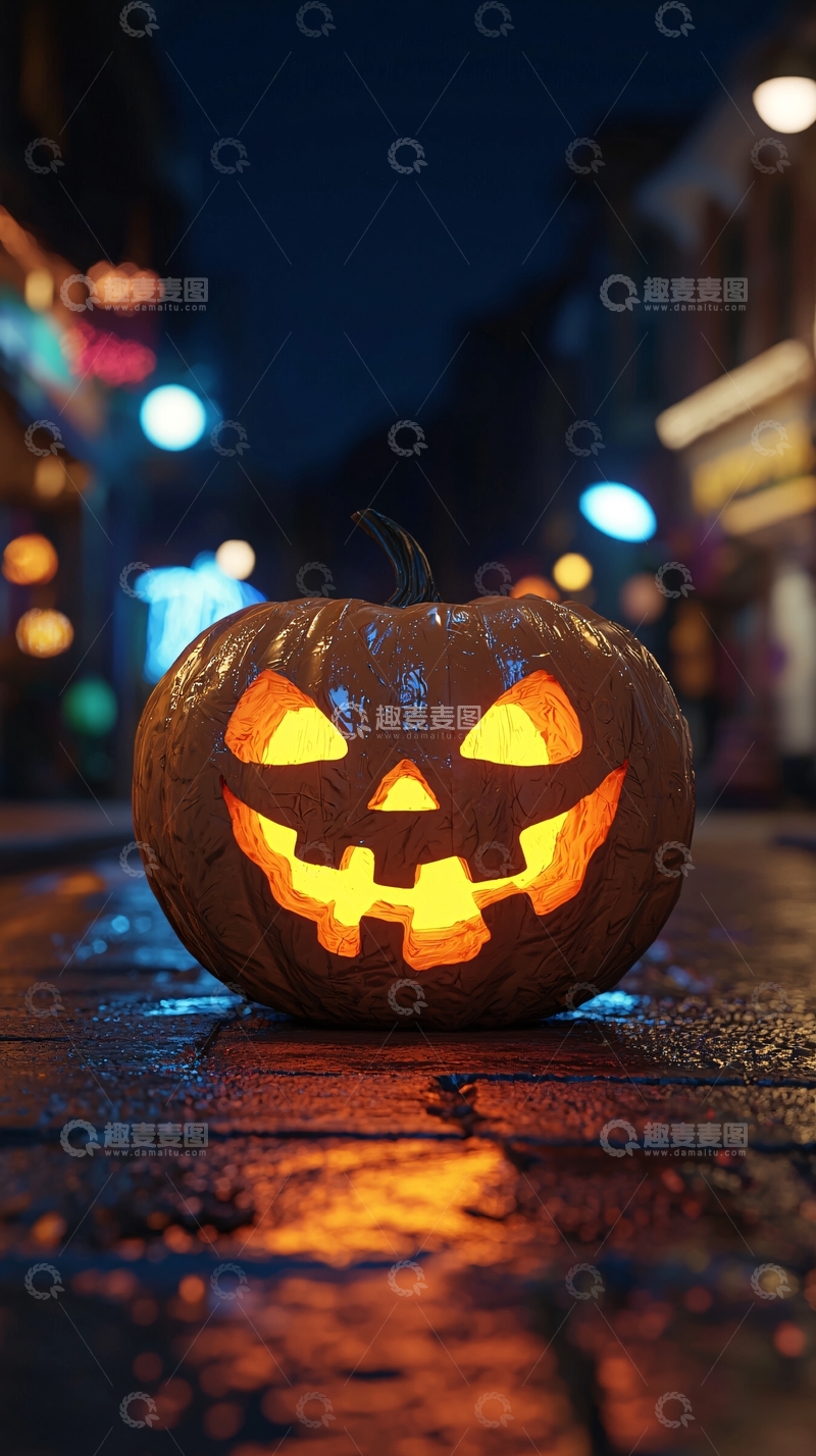 高清大图下载【趣麦麦图】万圣节夜晚南瓜灯