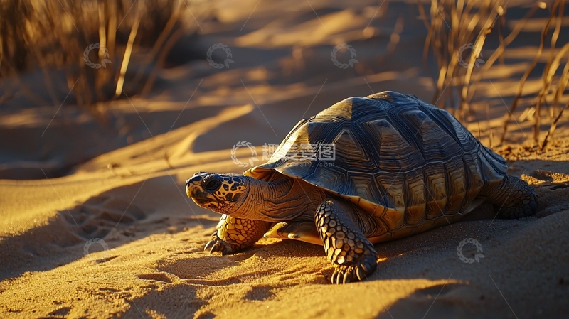 高清大图下载【趣麦麦图】沙漠中的乌龟