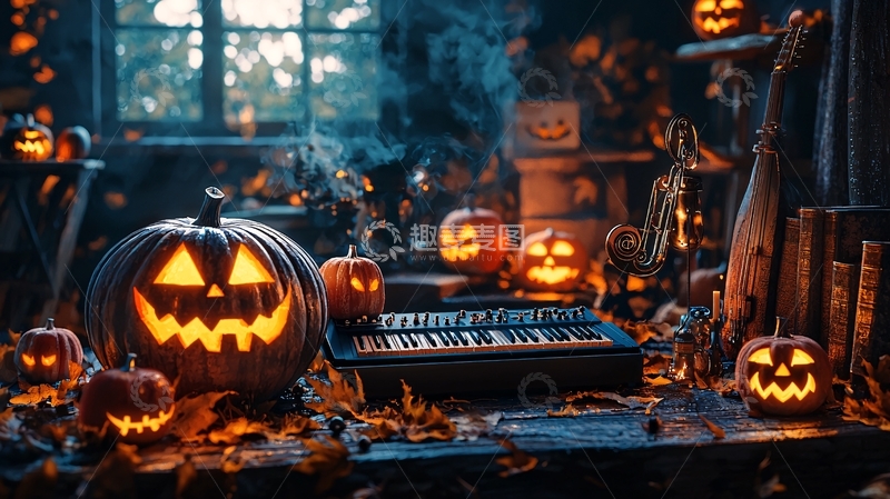 高清大图下载【趣麦麦图】万圣节主题音乐场景
