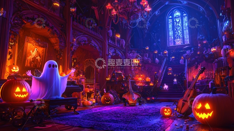 高清大图下载【趣麦麦图】万圣节主题室内场景