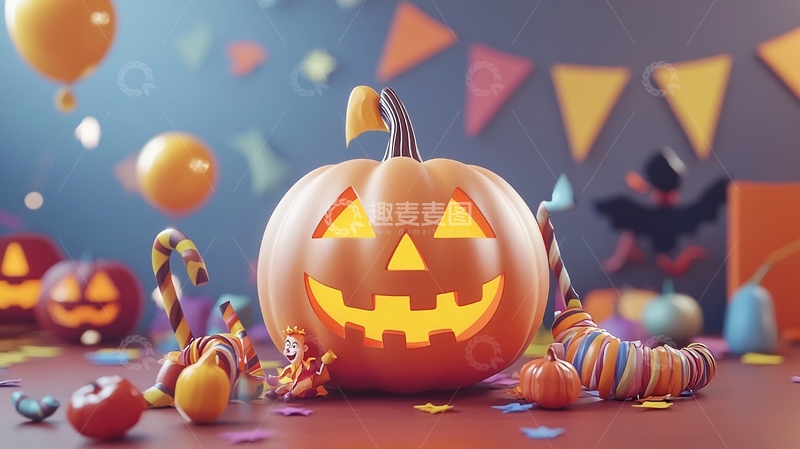 高清大图下载【趣麦麦图】万圣节南瓜糖果装饰场景