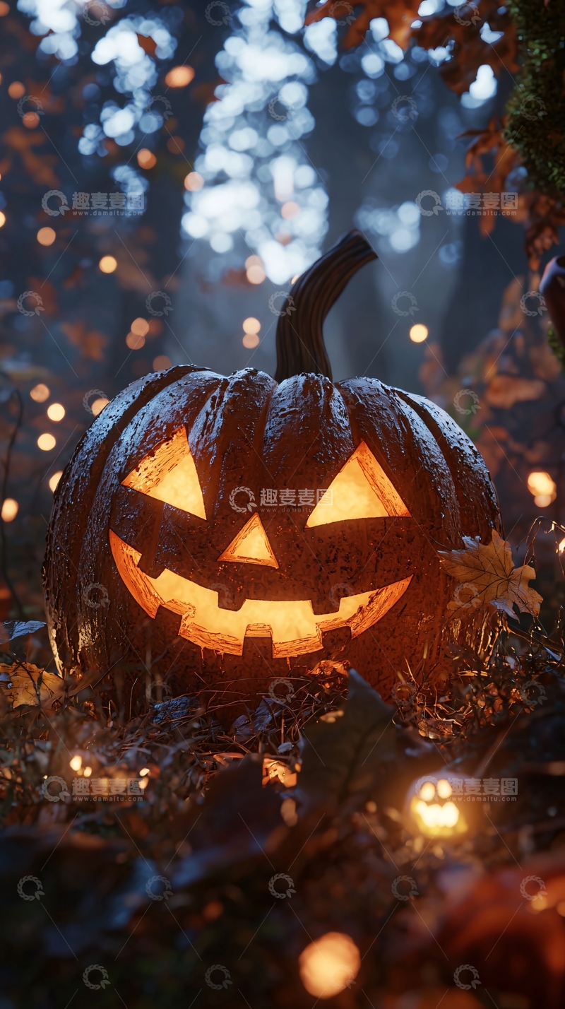 高清大图下载【趣麦麦图】万圣节南瓜灯夜景