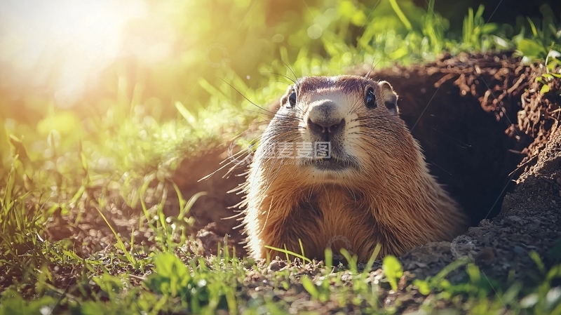 高清大图下载【趣麦麦图】阳光下的土拨鼠
