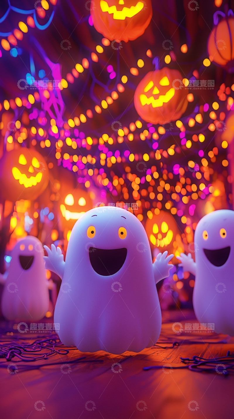 高清大图下载【趣麦麦图】万圣节鬼魂主题装饰场景