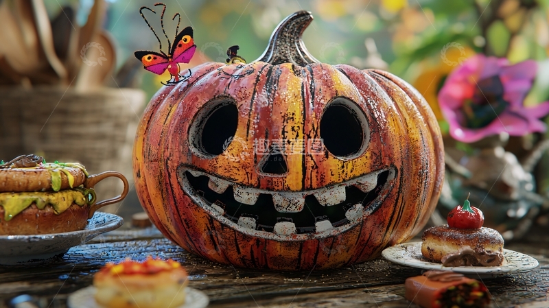 高清大图下载【趣麦麦图】万圣节南瓜蛋糕装饰场景