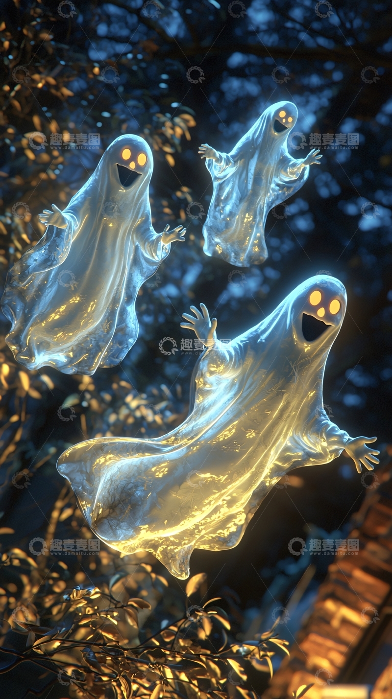 高清大图下载【趣麦麦图】夜空中飘荡的幽灵
