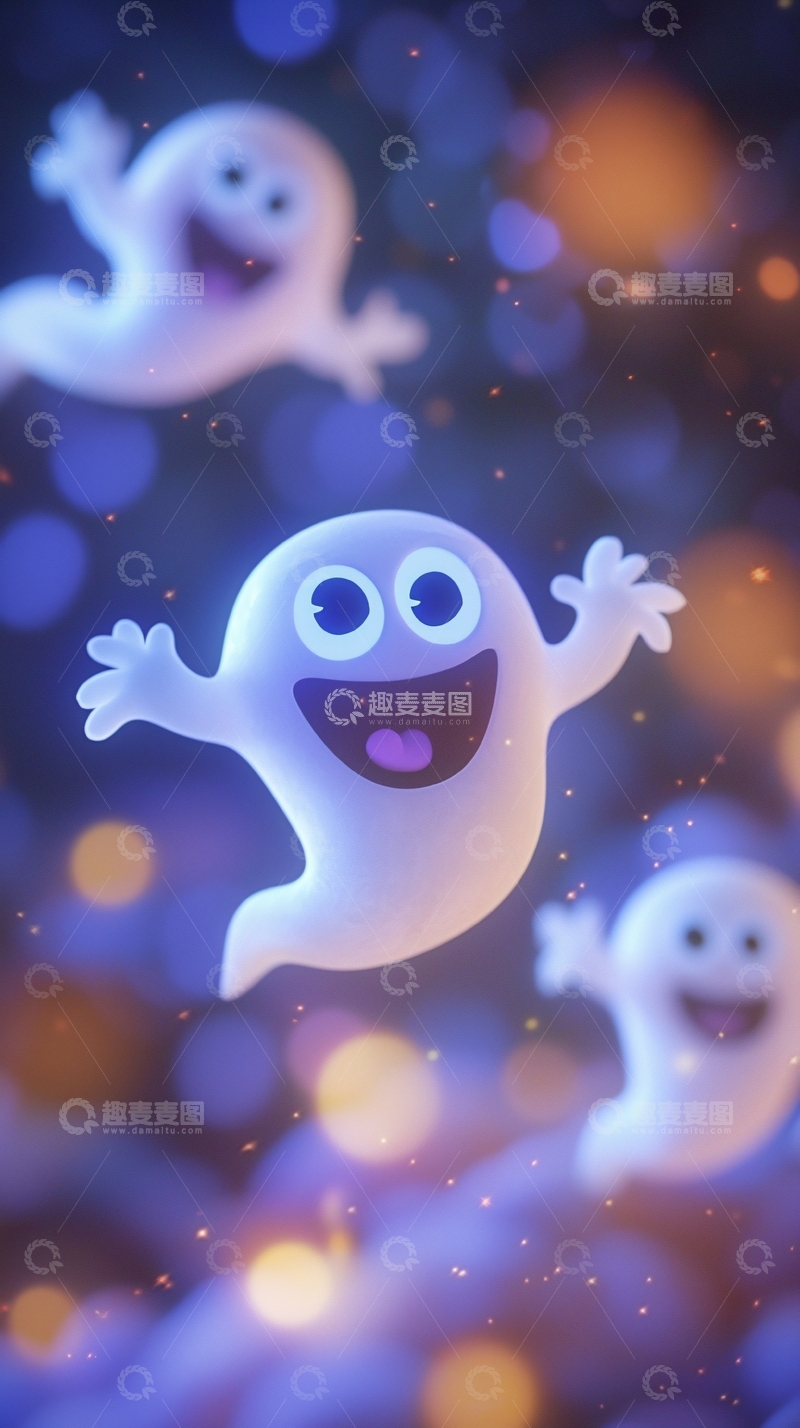 高清大图下载【趣麦麦图】卡通幽灵背景图