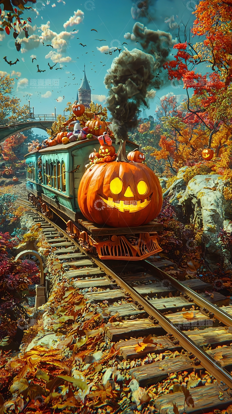 高清大图下载【趣麦麦图】万圣节南瓜火车之旅