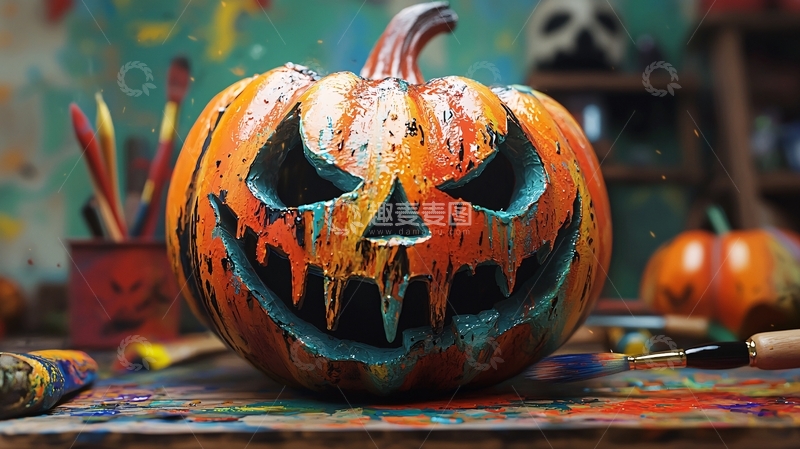 高清大图下载【趣麦麦图】万圣节彩绘南瓜创意艺术