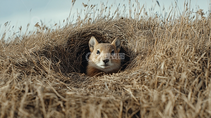 高清大图下载【趣麦麦图】草地上的小动物洞穴