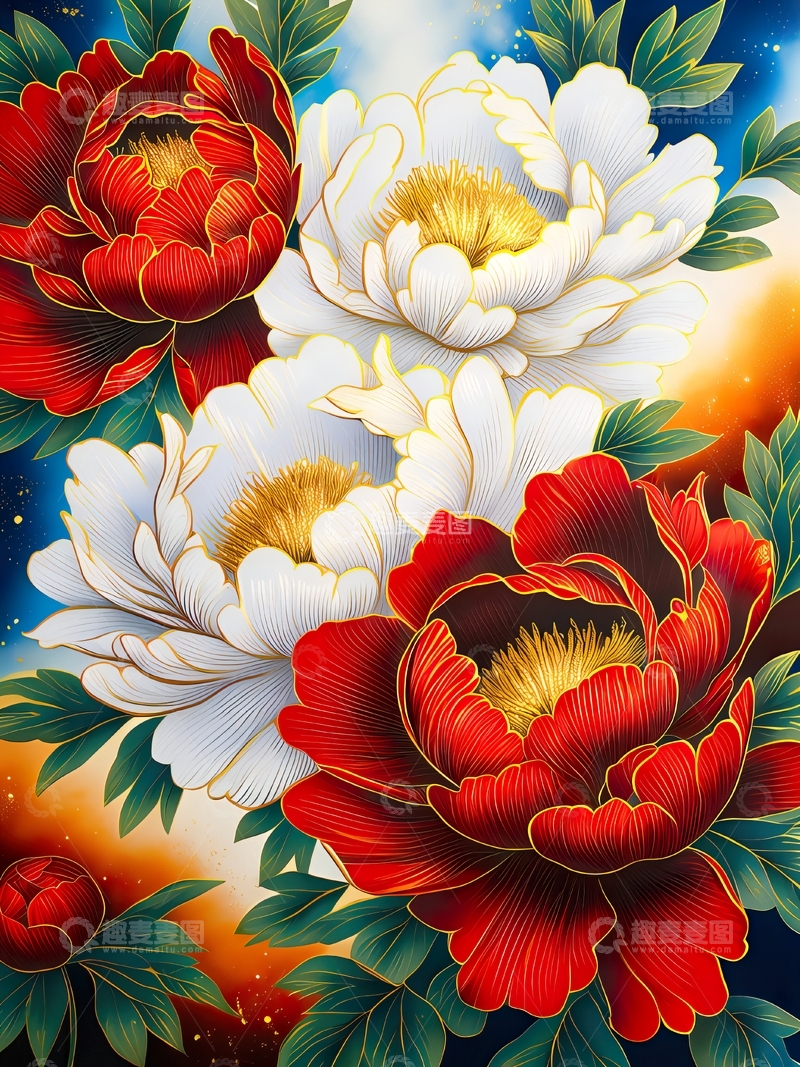 高清大图下载【趣麦麦图】华丽的牡丹装饰画3