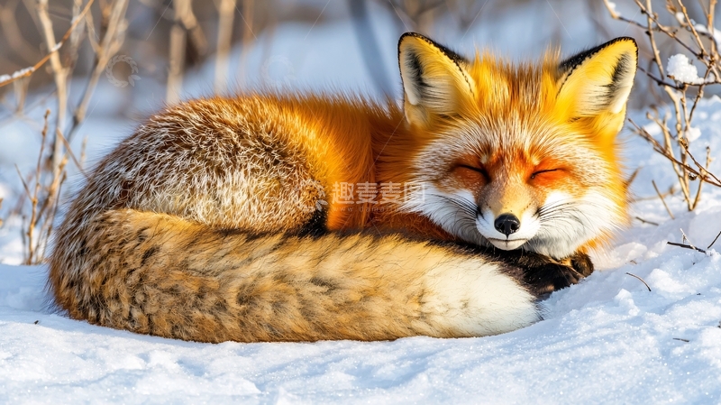 高清大图下载【趣麦麦图】冬日雪地里的狐狸