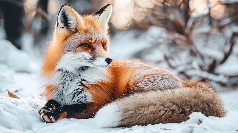 高清大图下载【趣麦麦图】雪地里的狐狸