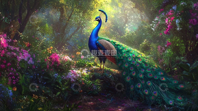 高清大图下载【趣麦麦图】孔雀森林中的美丽景象