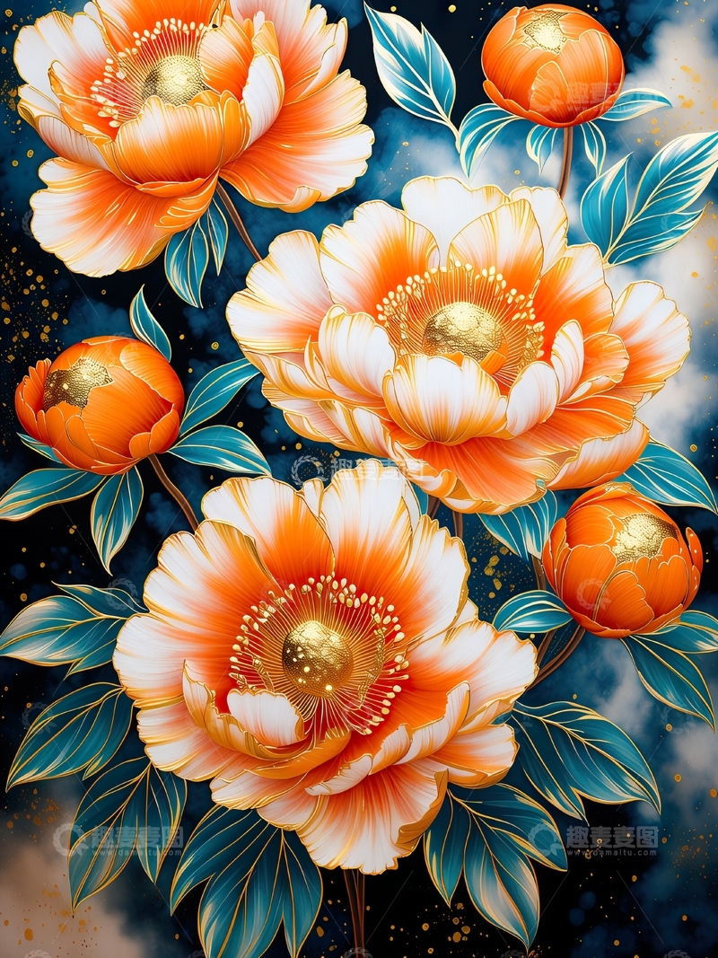 高清大图下载【趣麦麦图】华丽的牡丹装饰画4
