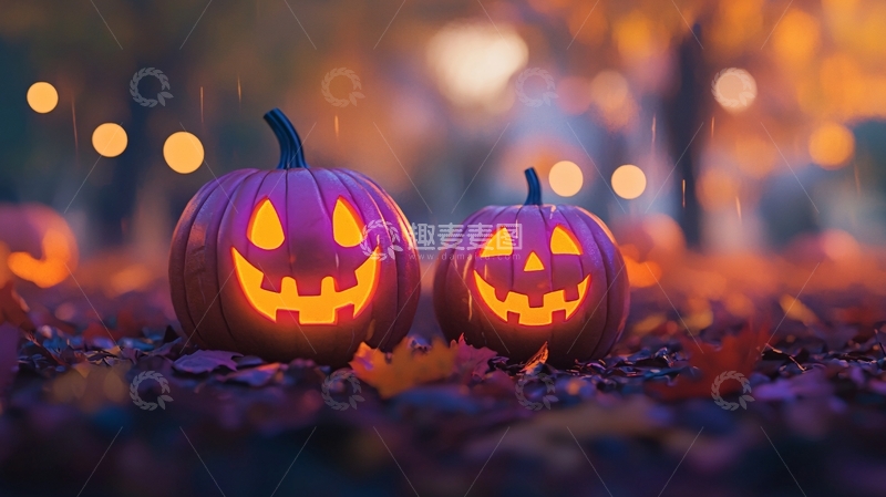 高清大图下载【趣麦麦图】万圣节南瓜灯夜景