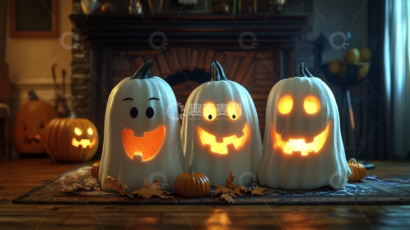 高清大图下载【趣麦麦图】万圣节南瓜灯装饰场景