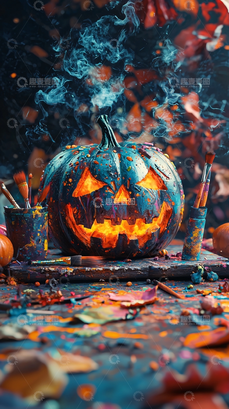 高清大图下载【趣麦麦图】万圣节彩绘南瓜灯